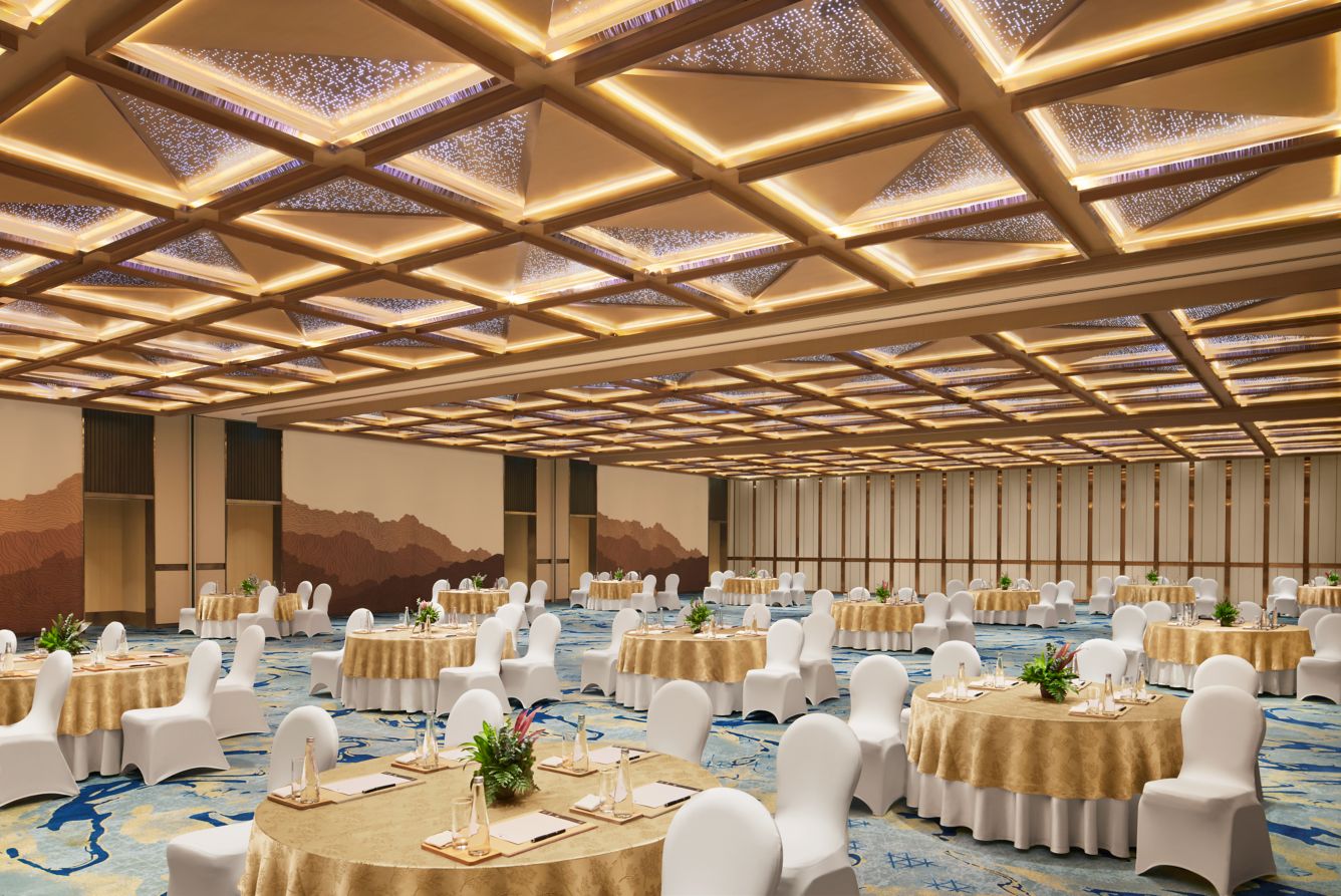JW Marriott Mumbai Juhu Grand Sangam Ballroom setup for a corporate event